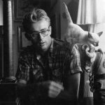 James Dean with his cat Marcus in 1954