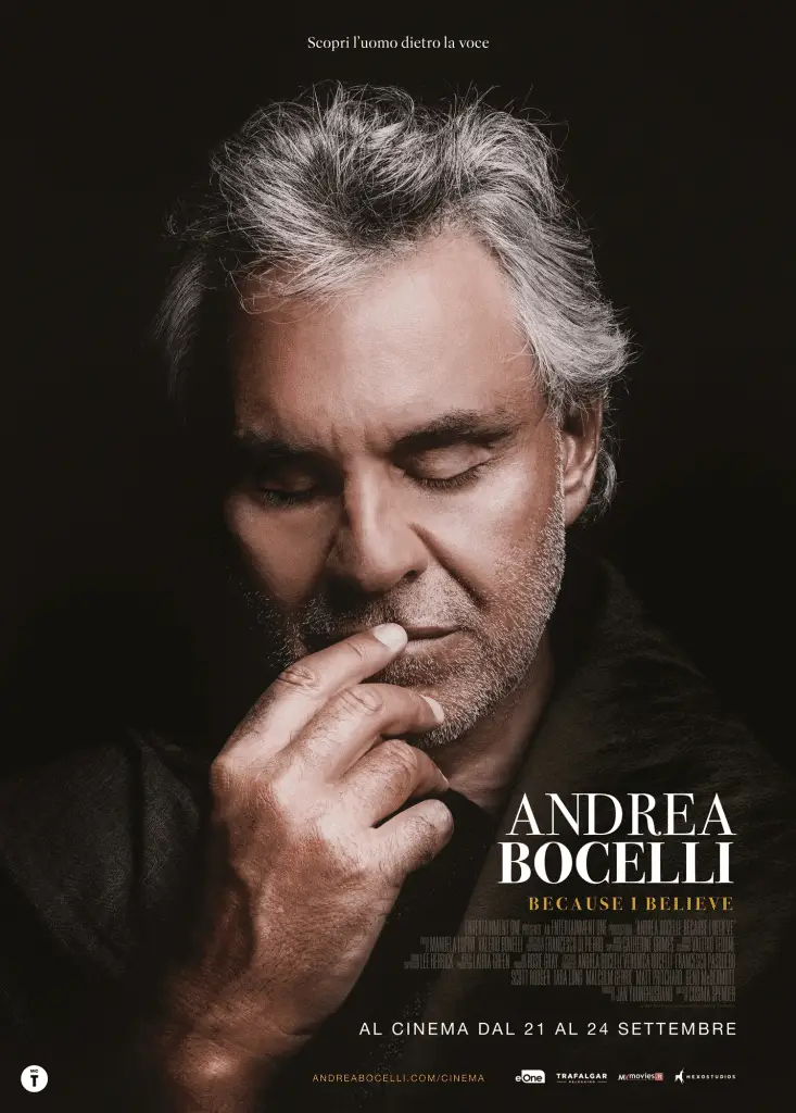 Andrea bocelli: because i believe al cinema come evento speciale Andrea bocelli: because i believe poster