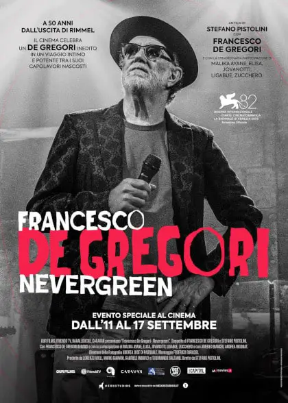 La prossima settimana al cinema Francesco de gregori. Nevergreen