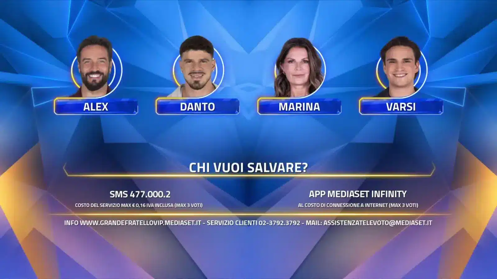 Giancarlo danto, alex belli, marina la rosa e alessandro varsi in nomination al grande fratello vip 9