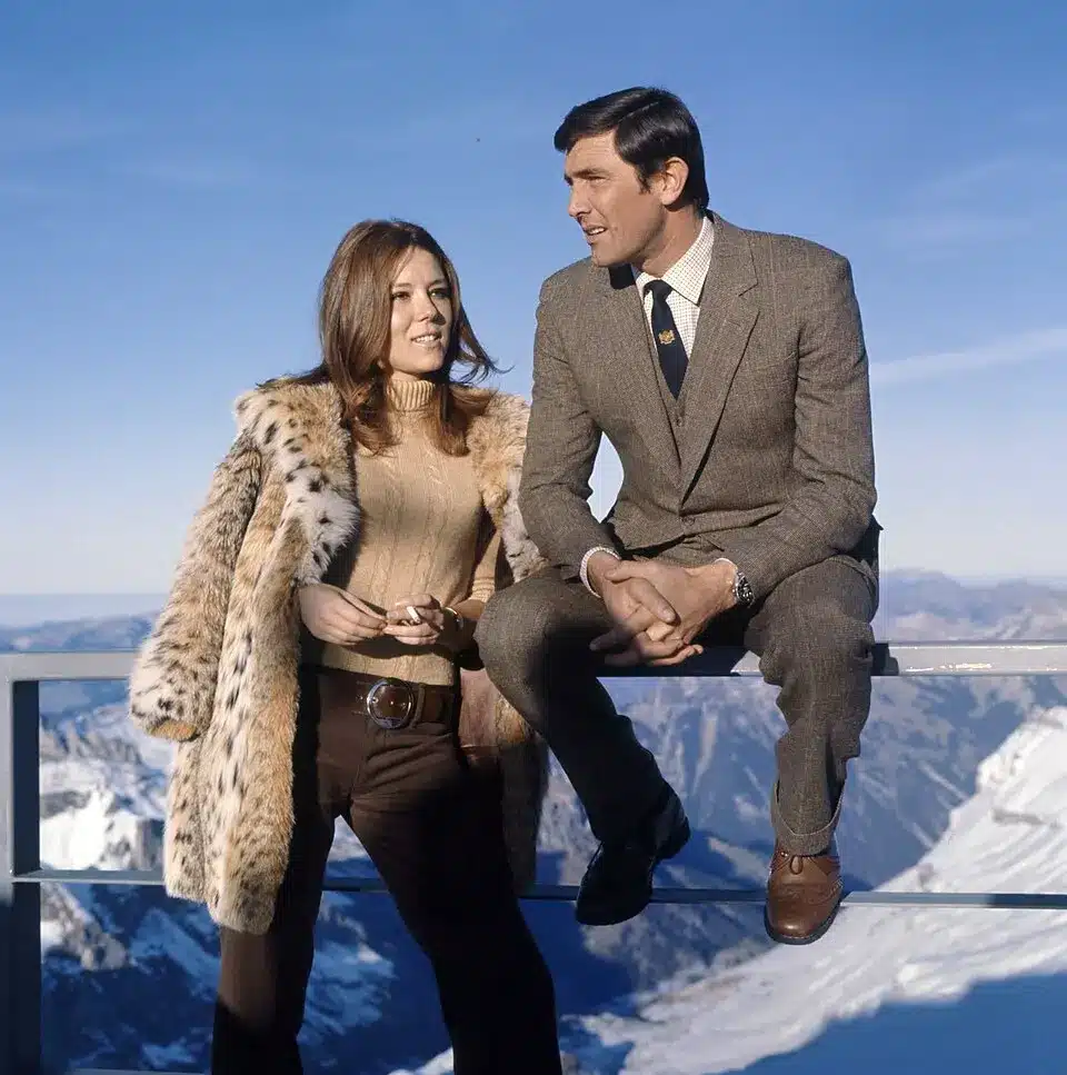 George lazenby e diana rigg sul set di al servizio segreto di sua maestà