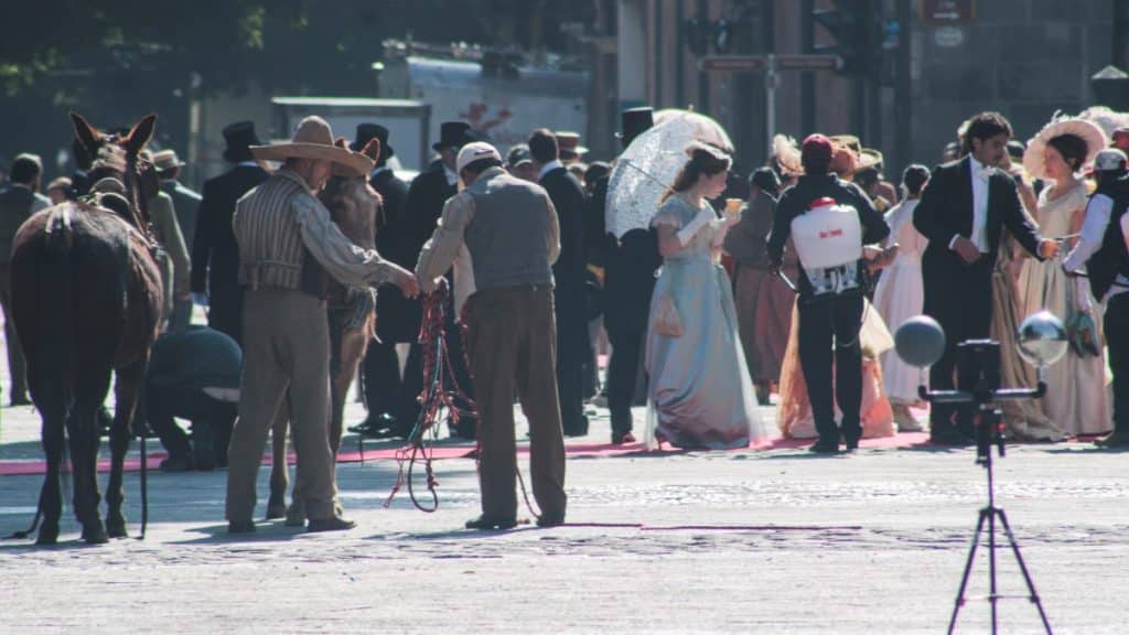 Riprese in costume di Male d’amore nel centro storico di Puebla