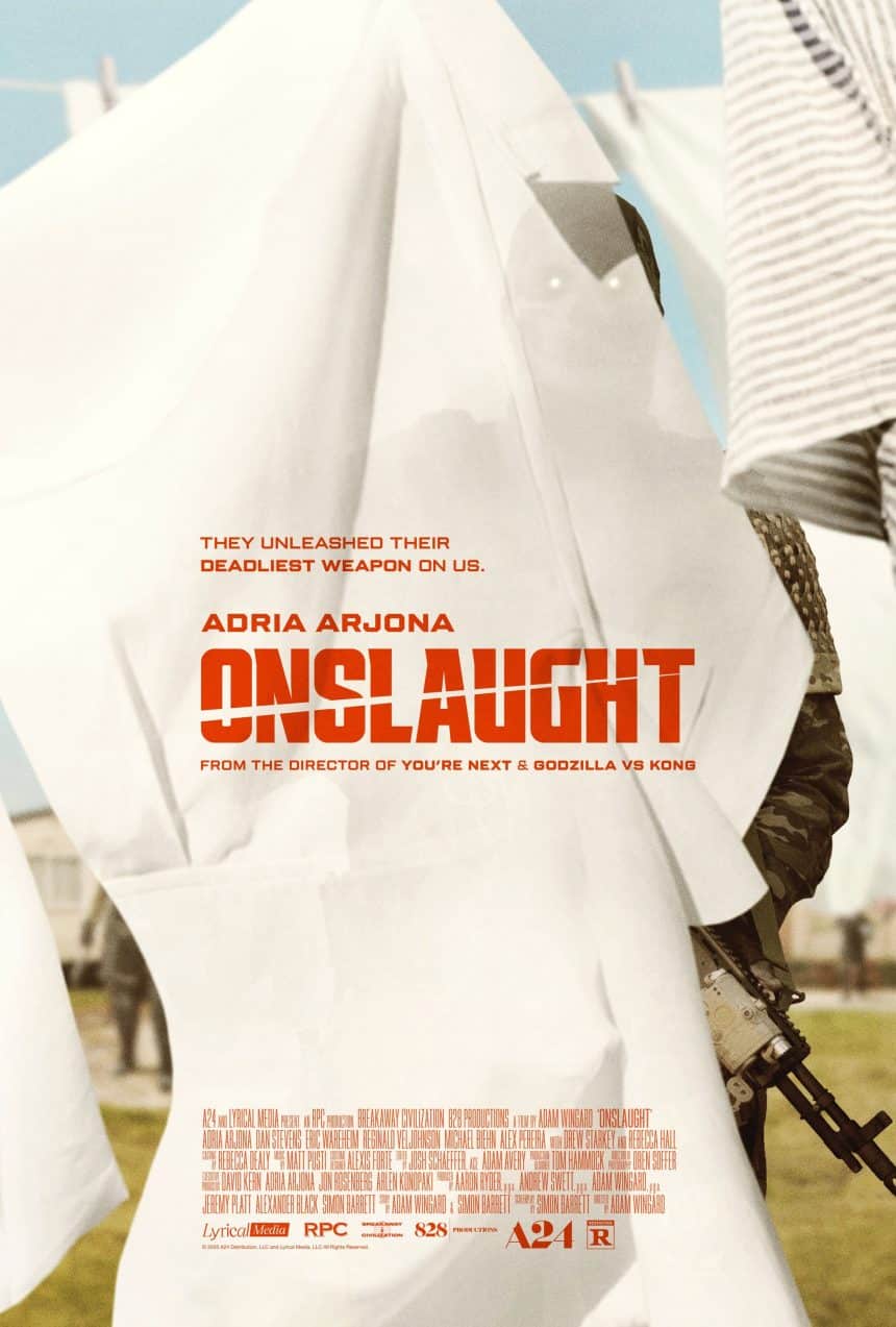 Onslaught finale spiegato, poster del film di adam wingard