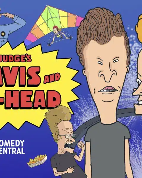 Locandina promozionale di mike judge's beavis and butt-head con i protagonisti della serie