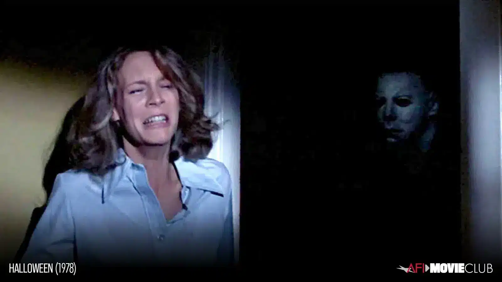 Jamie lee curtis e michael myers in halloween del 1978, immagine diffusa da afi movie club