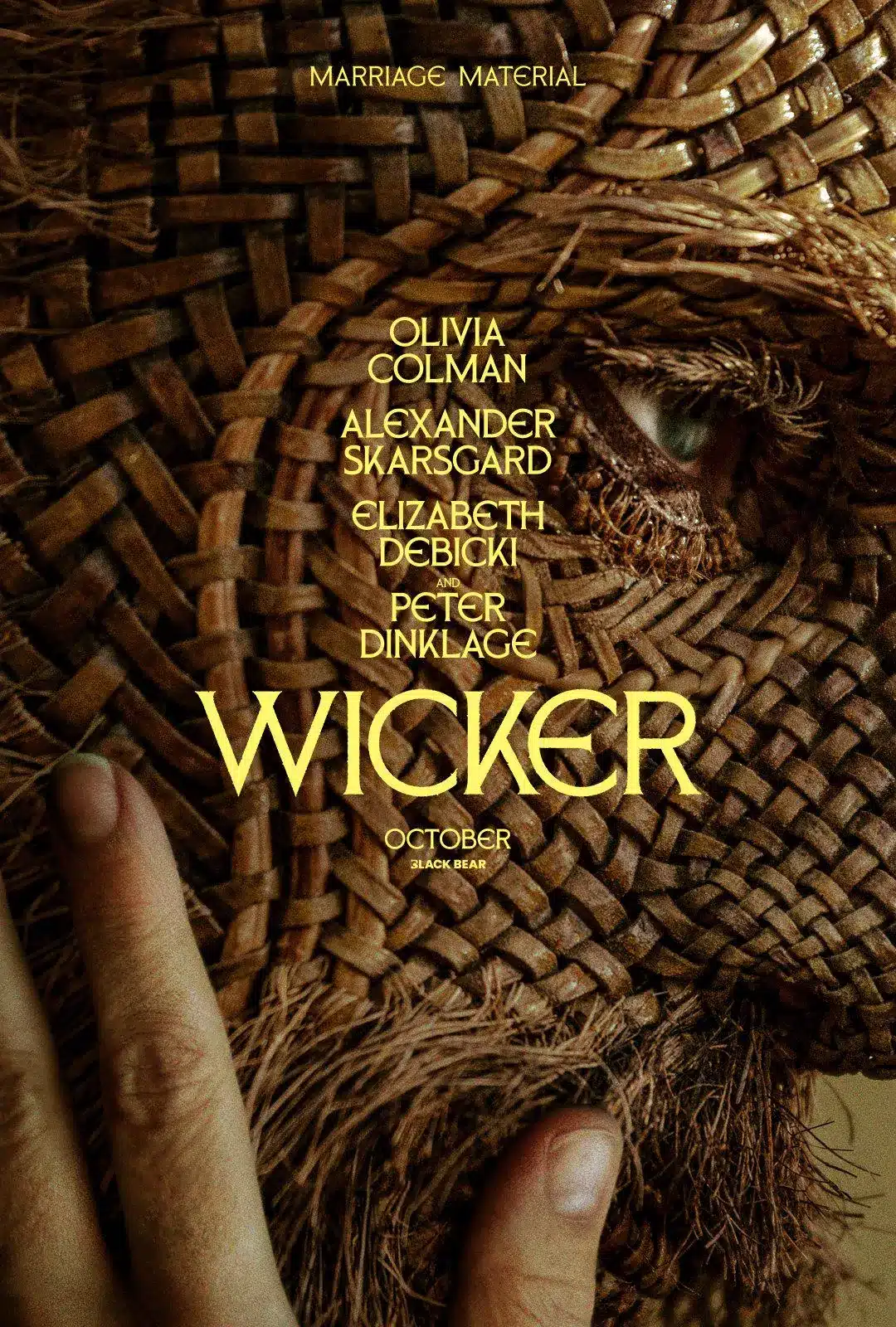 Locandina di wicker con il volto intrecciato del protagonista