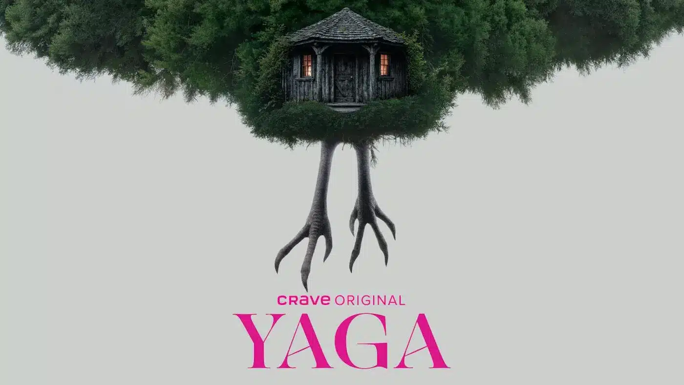 Grafica ufficiale yaga con una casa sospesa su zampe da uccello